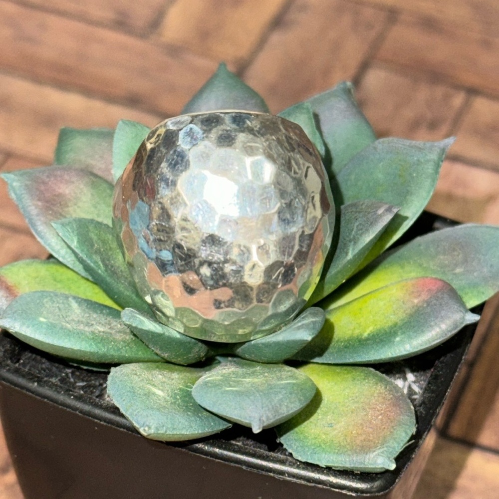 Huge Silver Hammered Ring - image 1